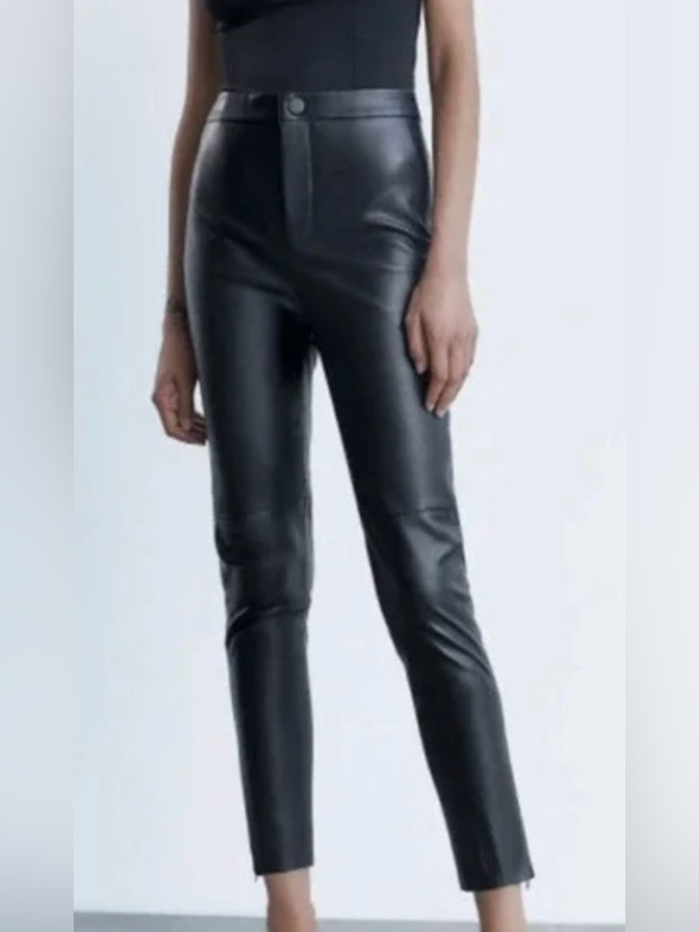 ZARA Black Faux Leather Skinny